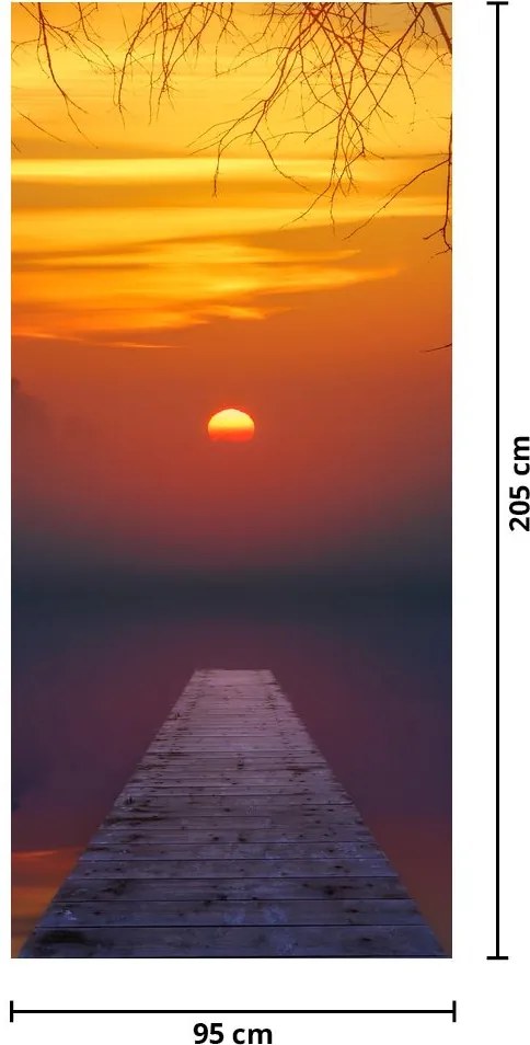 Fototapet pentru usă - Pod la apus de soare (95x205cm)