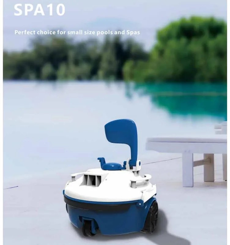 Robot de curatare piscine fara fir Wybot SPA 10, 2600 mAh, 28 W, Pentru pana la 10 m², 4 roti, Autonomie 30 min., Albastru
