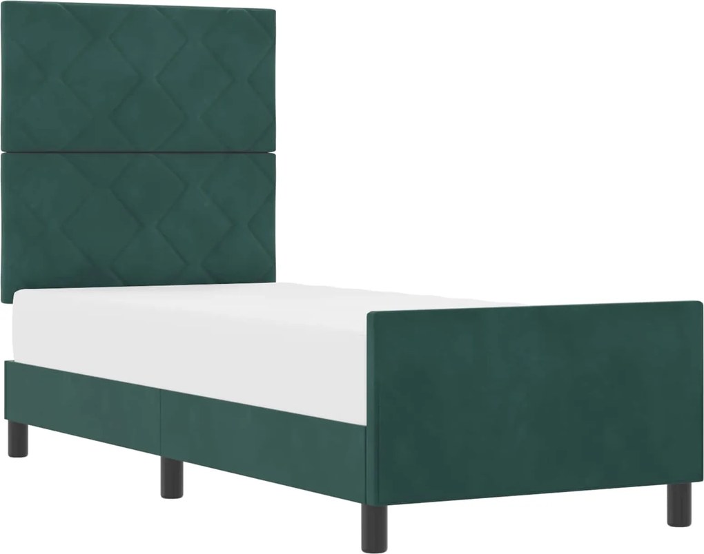 vidaXL Pat cu arcuri cu headboard Verde închis 80 x 200 cm Catifea