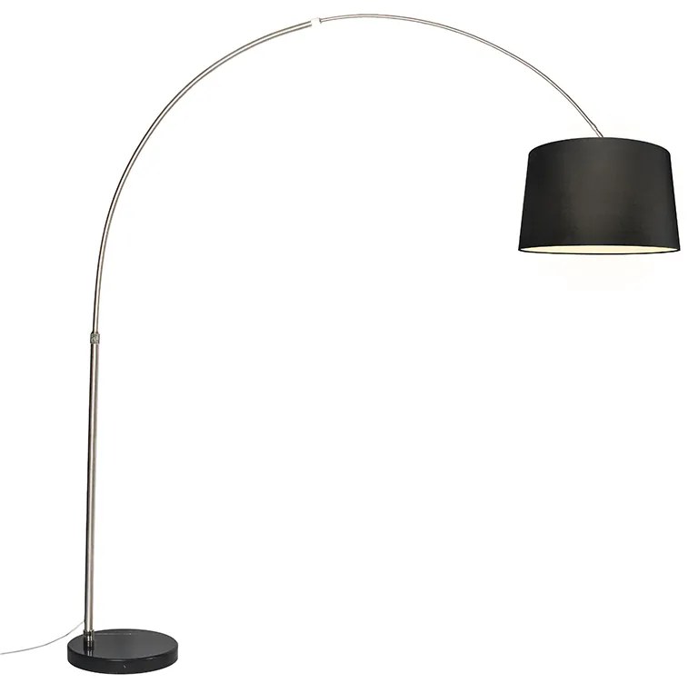 Lampă cu arc din oțel cu abajur din stofă neagră 45 cm - XXL