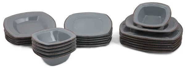 Set veselă 24 piese din porțelan, albastru