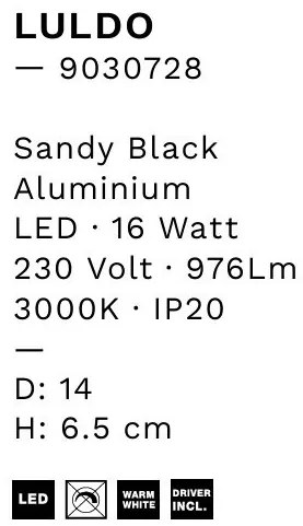 Spot aplicat, Plafoniera LED Luldo negru, 14cm