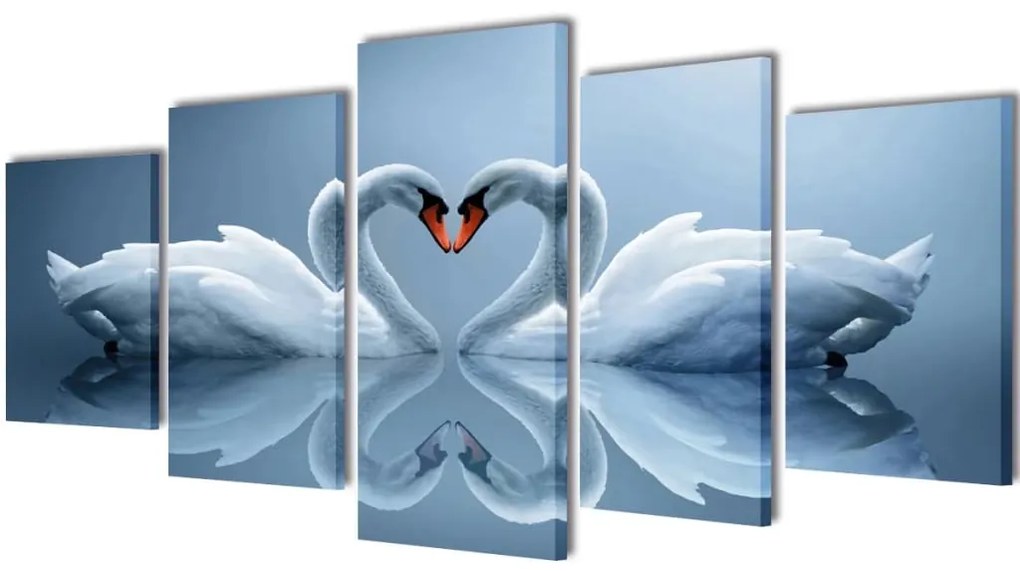 Set tablouri din pânză cu imprimeu lebădă, 200 x 100 cm