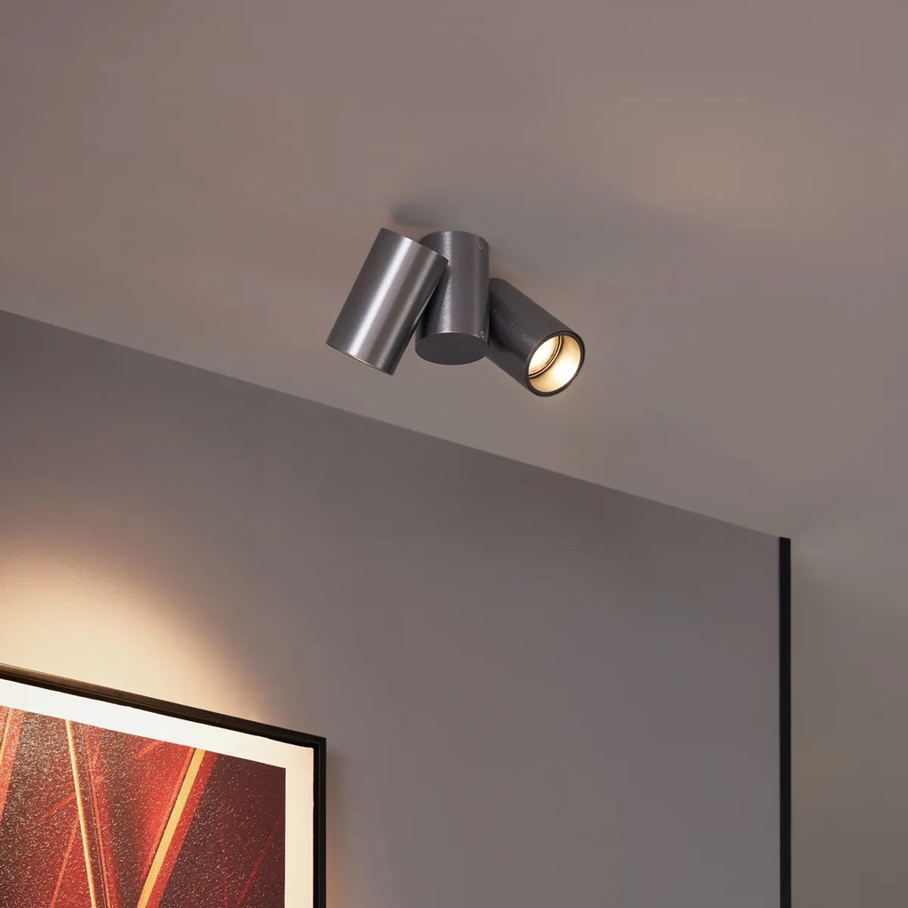 Spot de design integrat, metal gri-tun, GU10, 50 mm, 2 lumini, inclinabil - Michael