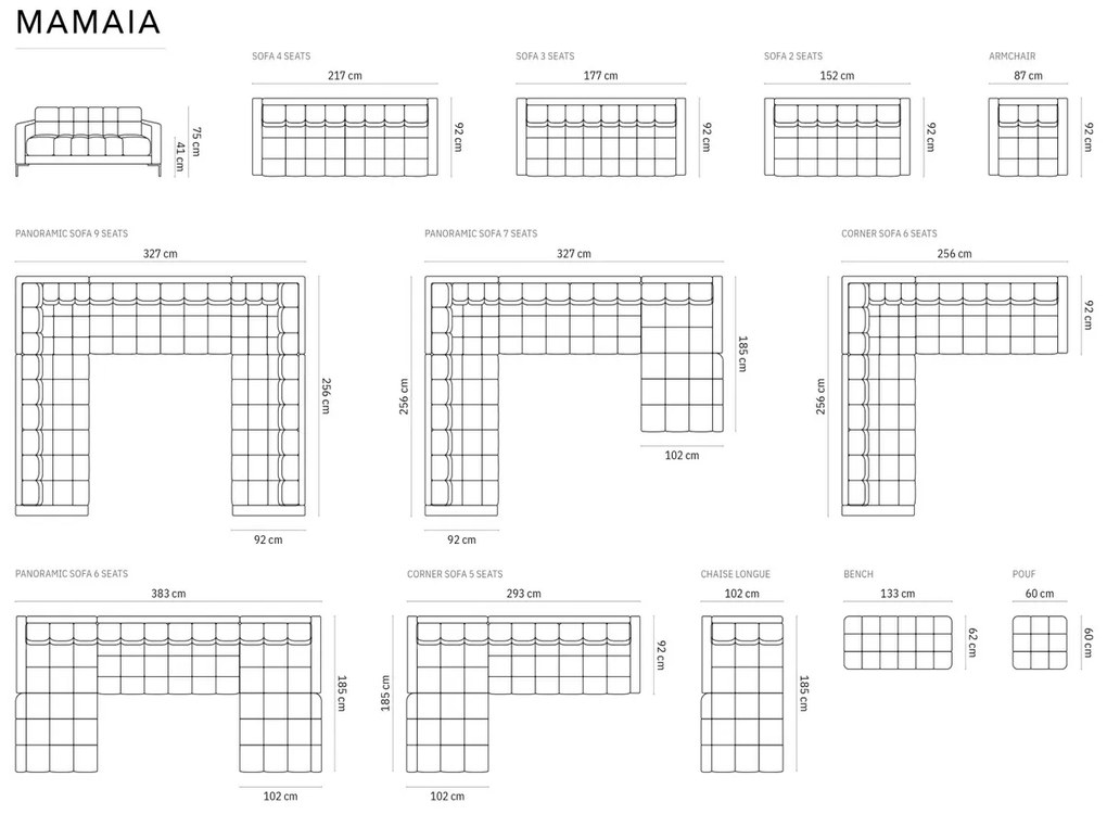 Coltar dreapta 5 locuri, Mamaia, Micadoni Home, GL, 293x185x75 cm, catifea, bej