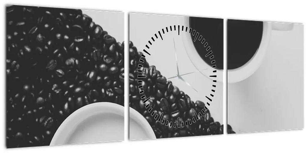 Tablou cu cafea (cu ceas) (90x30 cm)