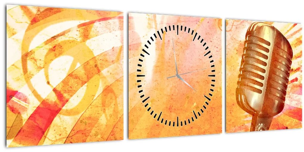 Tablou - Microfon retro (cu ceas) (90x30 cm)