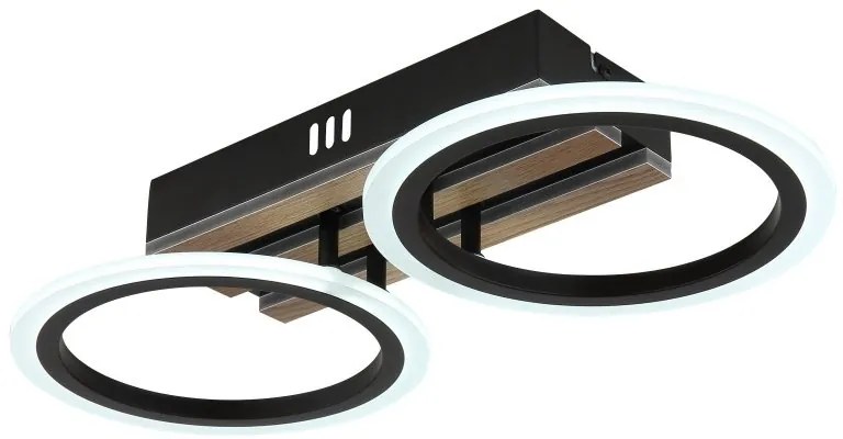 Plafoniera LED CCT BLEVINS riflaj MDF cu efect de lemn