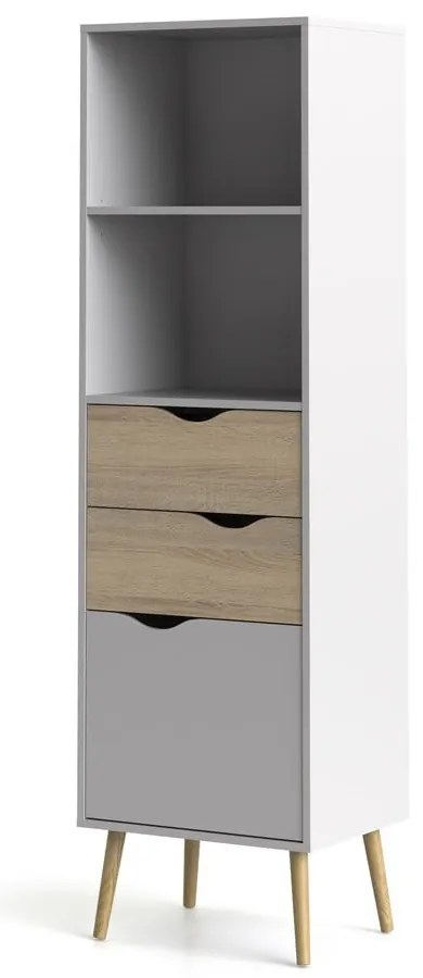Bibliotecă Tvilum Oslo, 50x171 cm, alb-natural