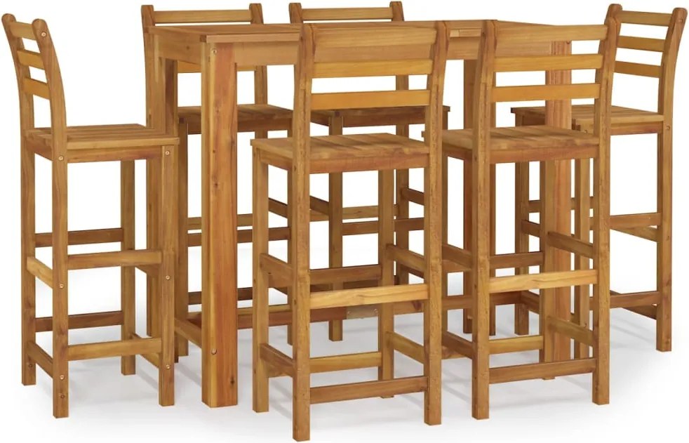 vidaXL Set bar de grădină, 7 piese, lemn masiv de acacia