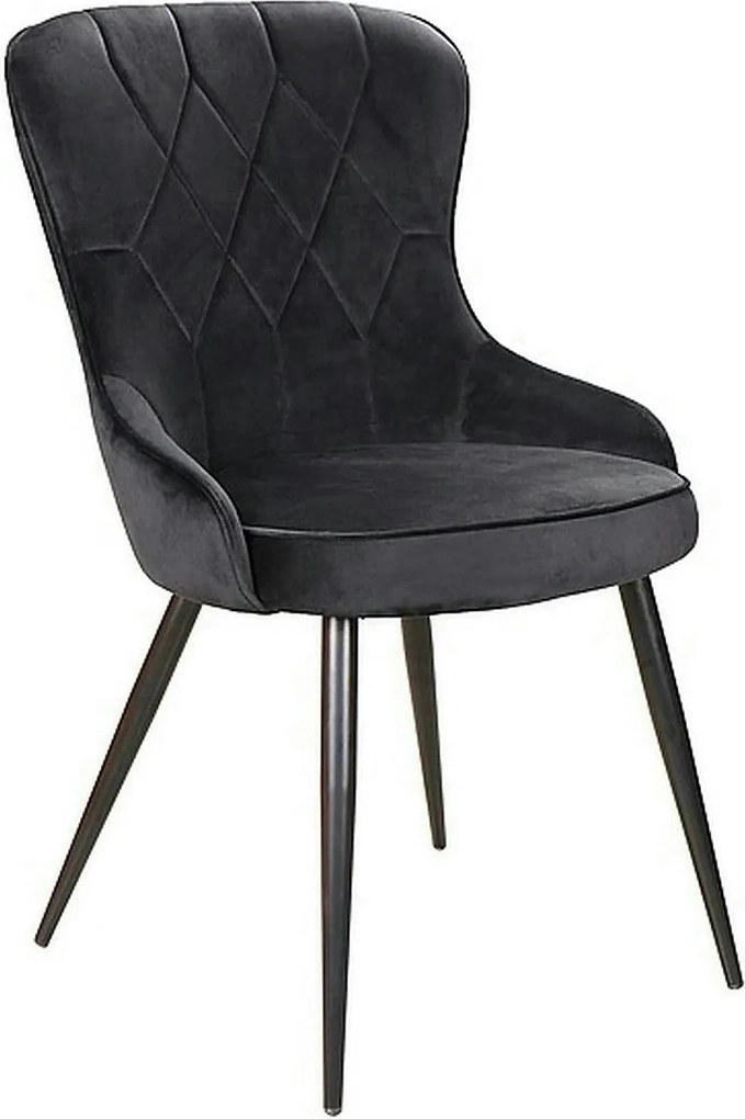 Scaun Lotus, negru, stofa catifelata/metal, 52x45x91 cm