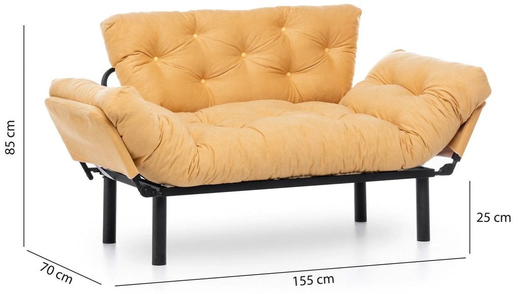 Canapea extensibila cu 2 Locuri Mocca, 155 x 85 x 73 cm