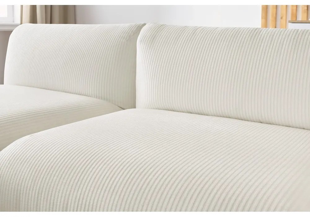 Colțar alb cu tapițerie din catifea reiată (cu colț pe partea stângă ) Lecomte – Bobochic Paris