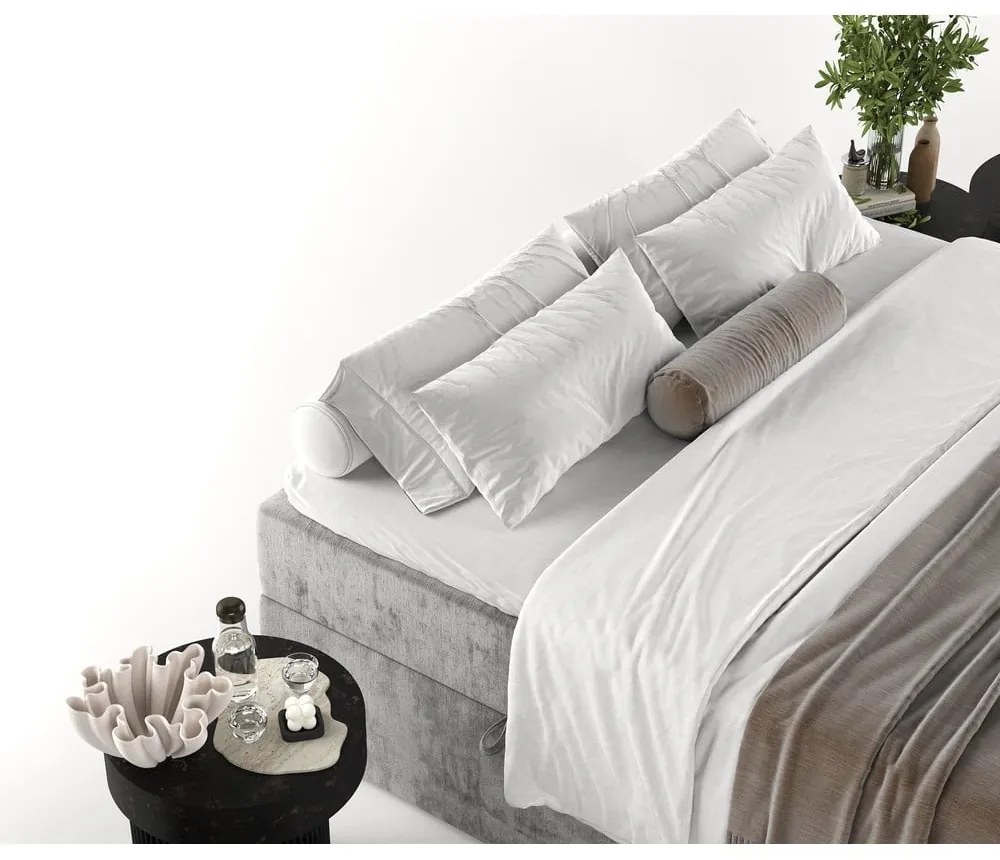 Pat boxspring gri cu spațiu de depozitare 140x200 cm Yoko – Maison de Rêve