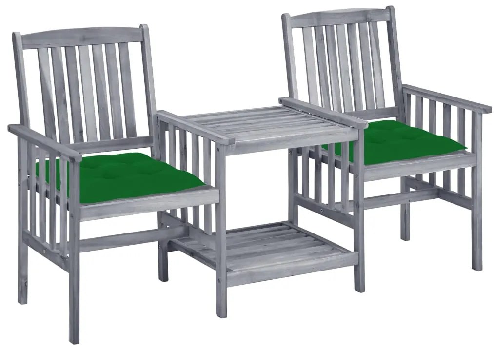 vidaXL Scaune de grădină cu masă de ceai și perne, lemn masiv acacia