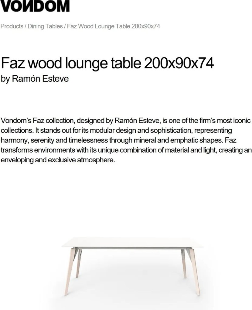 Masa design modern premium FAZ WOOD, 200x100cm 54308