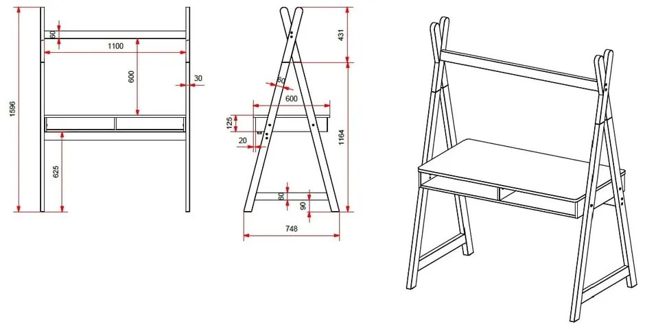 Birou pentru copii Vipack Kiddy, alb