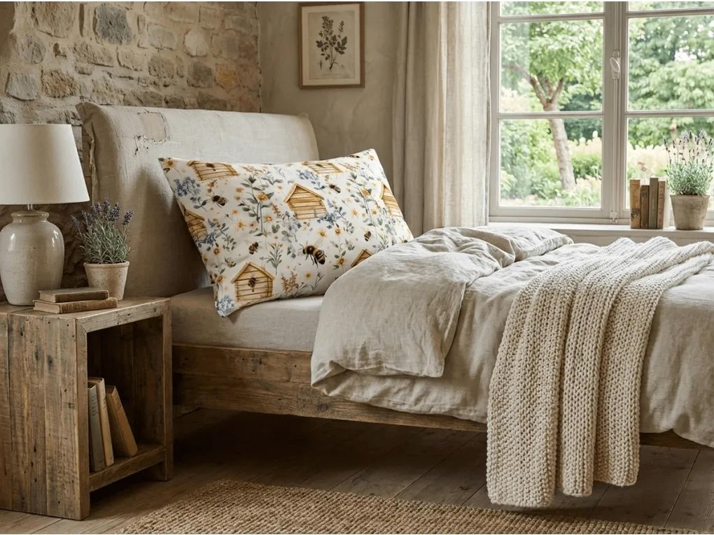 Fata de perna din bumbac WOODEN HOUSES POLY 50x70 cm, colorat