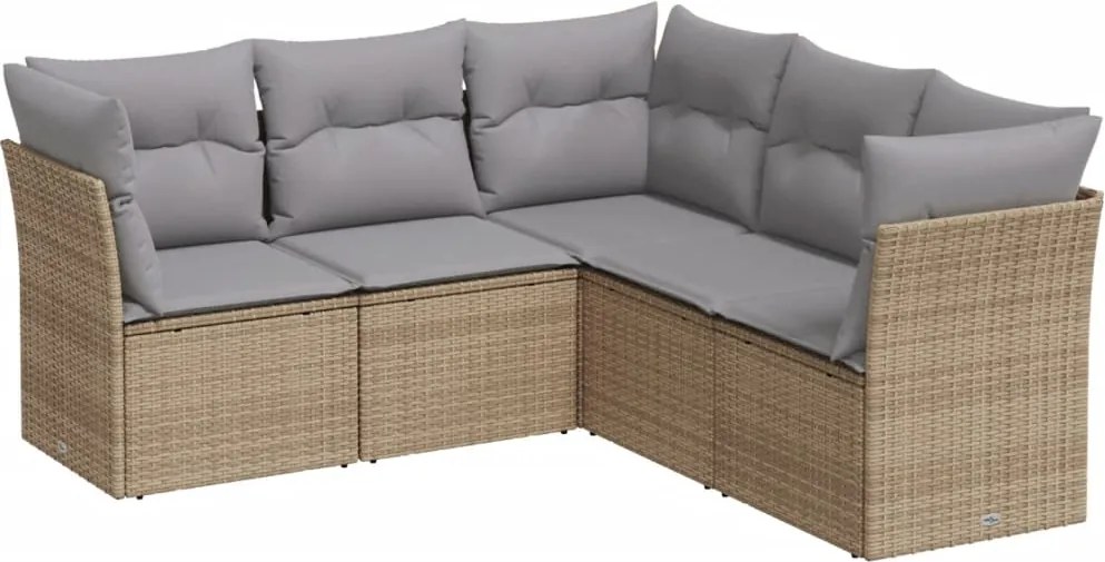 vidaXL Set canapele de grădină cu perne, 5 piese, bej, poliratan