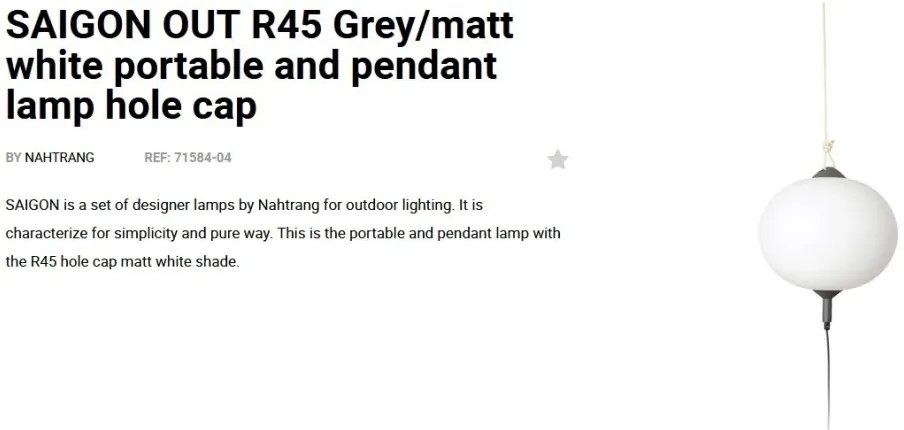 Lampa/Pendul portabil iluminat exterior decorativ SAIGON hole cap R45 gri/alb