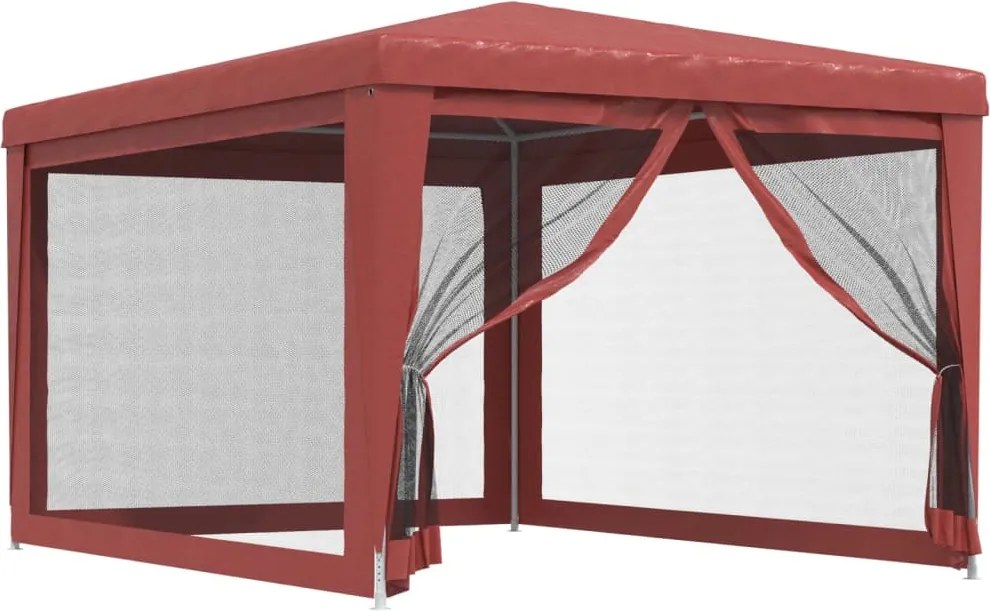 vidaXL Cort de petrecere cu 4 pereți din plasă, roșu, 3x4 m, HDPE