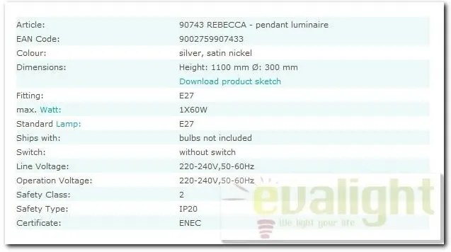 Pendul modern diametru 30cm Rebecca 90743 EL