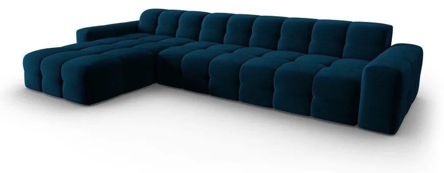 Colțar albastru închis cu tapițerie din catifea (pe partea stângă) Kendal – Micadoni Home