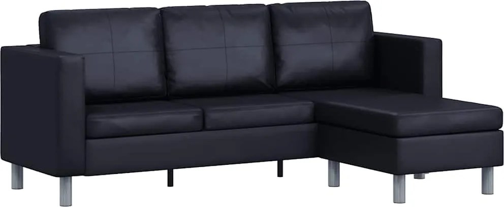 vidaXL Canapea modulară cu 3 locuri, piele artificială, negru