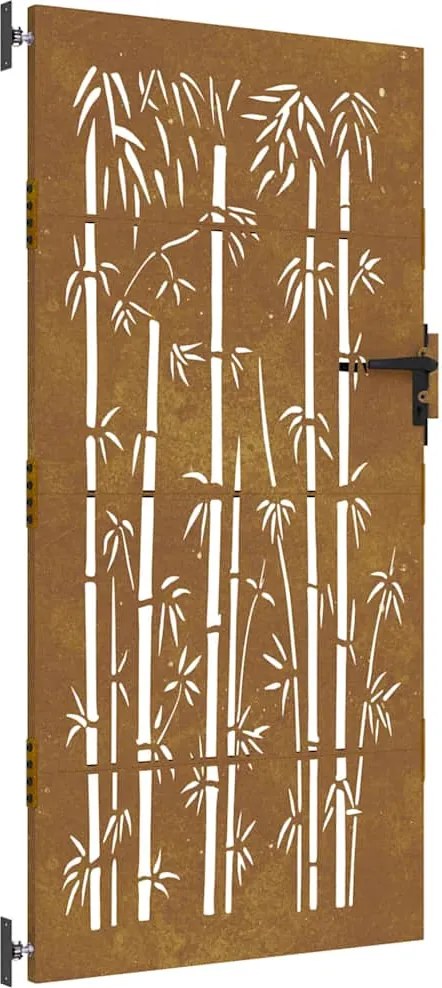 vidaXL Poartă de grădină 85x175 cm, oțel corten, design bambus