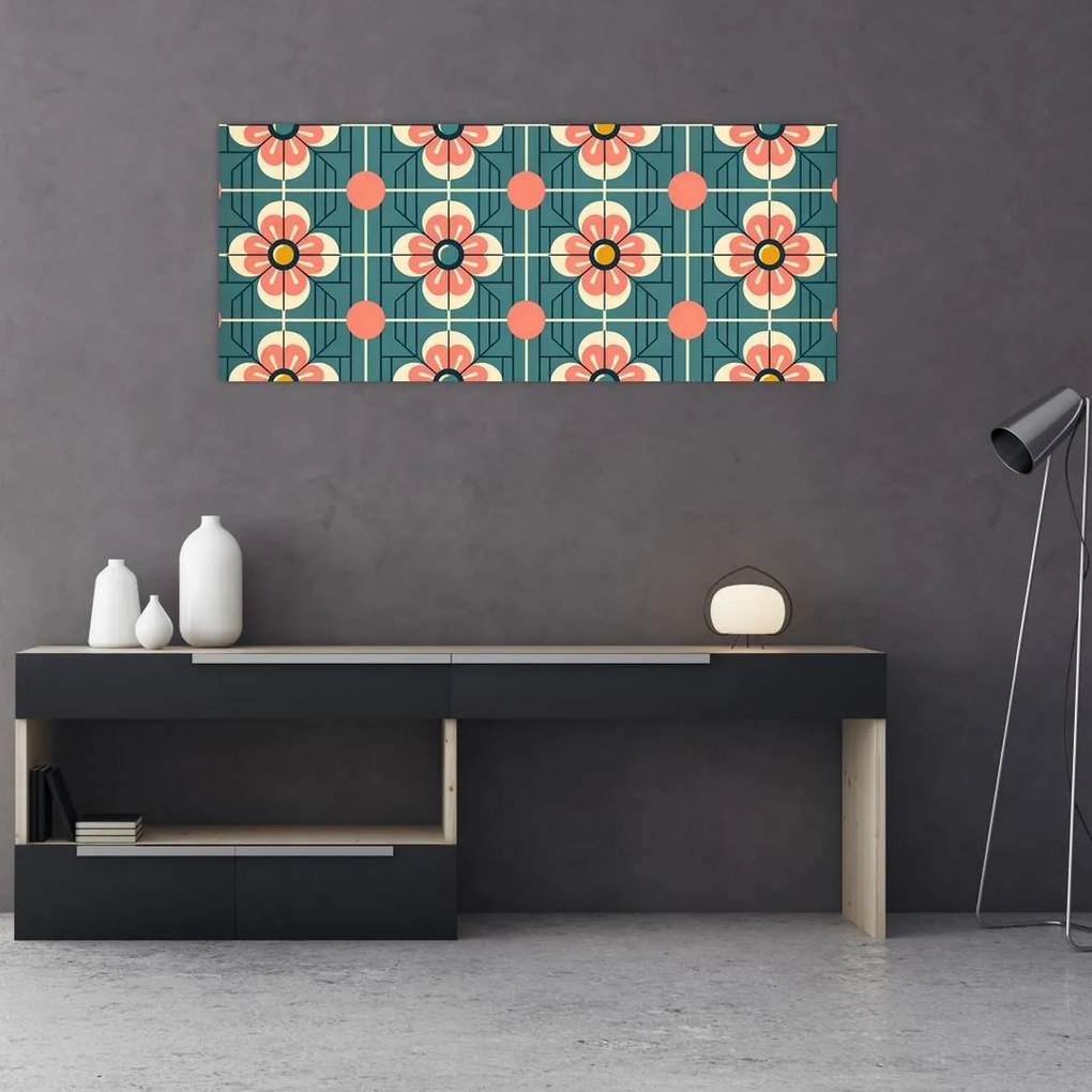 Tablou - Model retro cu flori (120x50 cm)