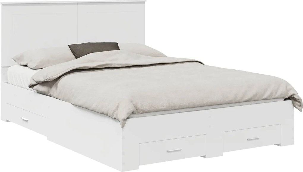 vidaXL Cadru de pat cu headboard Alb 160 x 200 cm Lemn compozit