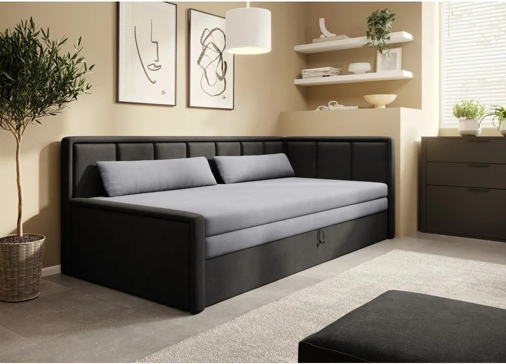 Canapea gri închis extensibilă/cu spațiu de depozitare cu tapițerie din chenille 214 cm Fulgeo – ELTAP