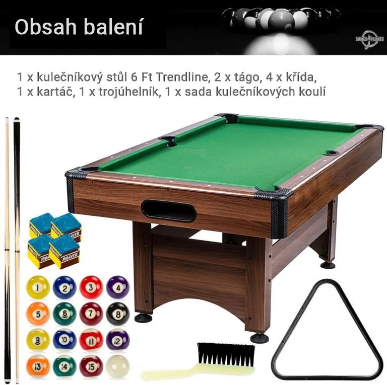 GamesPlanet Masă de biliard 6 ft Trendline cu echipament