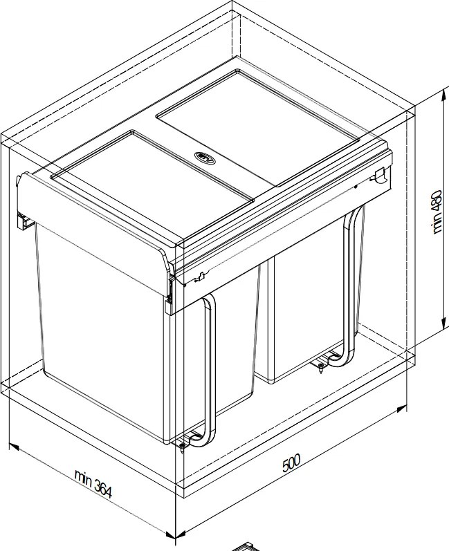 Cos gunoi incorporabil GTV Practi Eco, colectare selectiva, pentru corp de 400 mm, gri antracit, 2 x 10 l + 1 x 20 l Gri antracit, Plastic, L:364 mm;