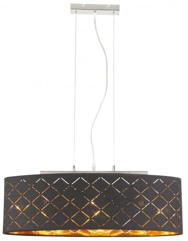 Lustra ovala eleganta cu abajur din tesatura negru cu auriu, CLARKE 65x25cm 15229H2 GL