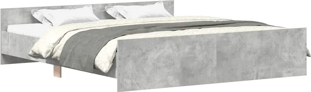 vidaXL Cadru de pat cu tăblie la cap/picioare, gri beton, 200x200 cm