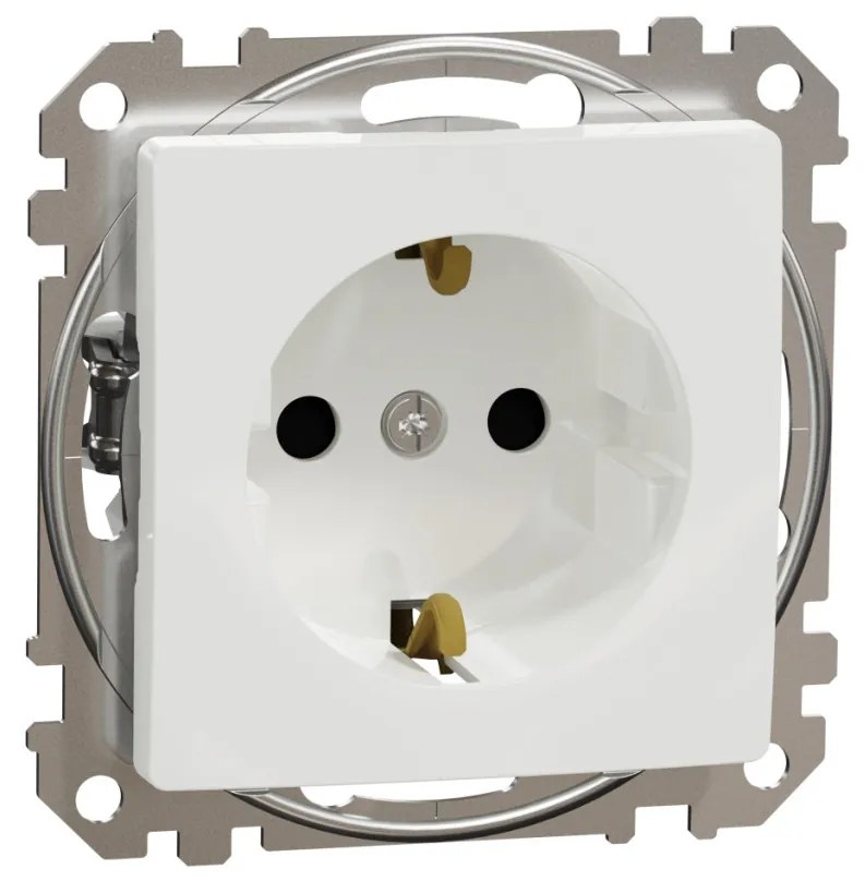 Priza simpla cu impamantare, 16A, IP20, Alb Schneider Sedna Design