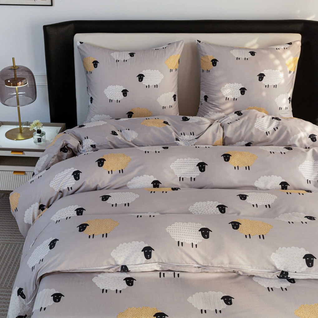 Lenjerie din microfibra SHEEP DREAM gri Dimensiune lenjerie de pat: 70 x 90 cm | 140 x 200 cm