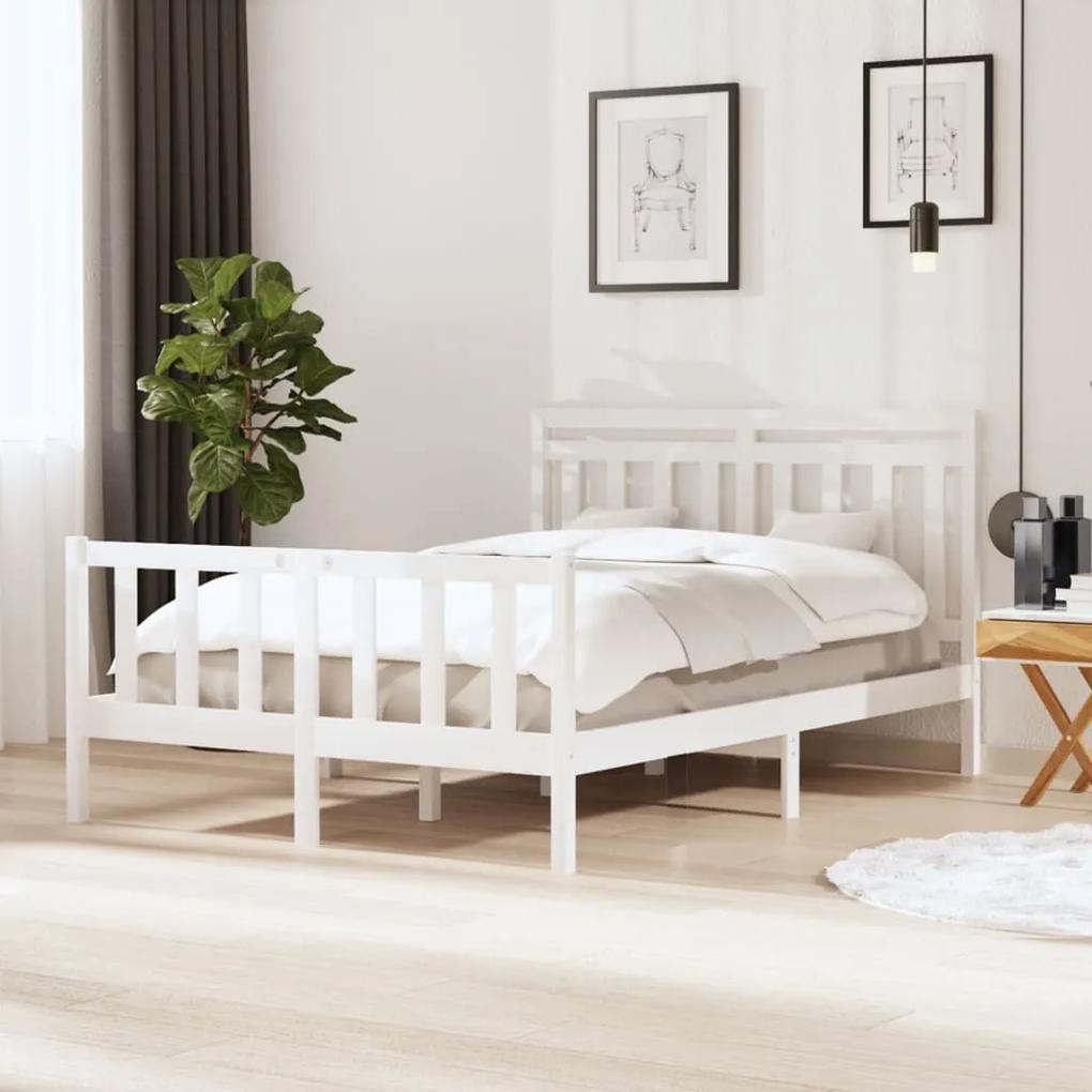 3100959 vidaXL Cadru de pat, alb, 140x200 cm, lemn masiv