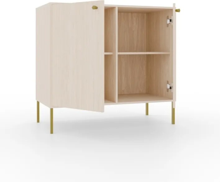 Comodă cu doua usi, 84x41x74cm, Tili System, ADRK Furniture (Culoare: Negru / Negru)