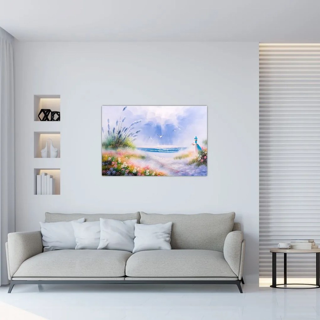 Tablou - Plaja romantică, pictură în ulei (90x60 cm)