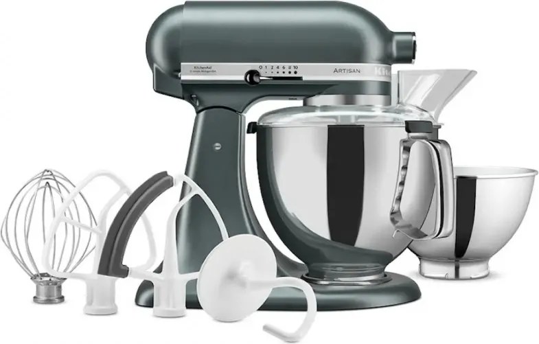 Mixer planetar KitchenAid Artisan Elegance 5KSM175PSEJP, 300 W, 4,8 l, Transmisie directa, 10 viteze, Verde inchis