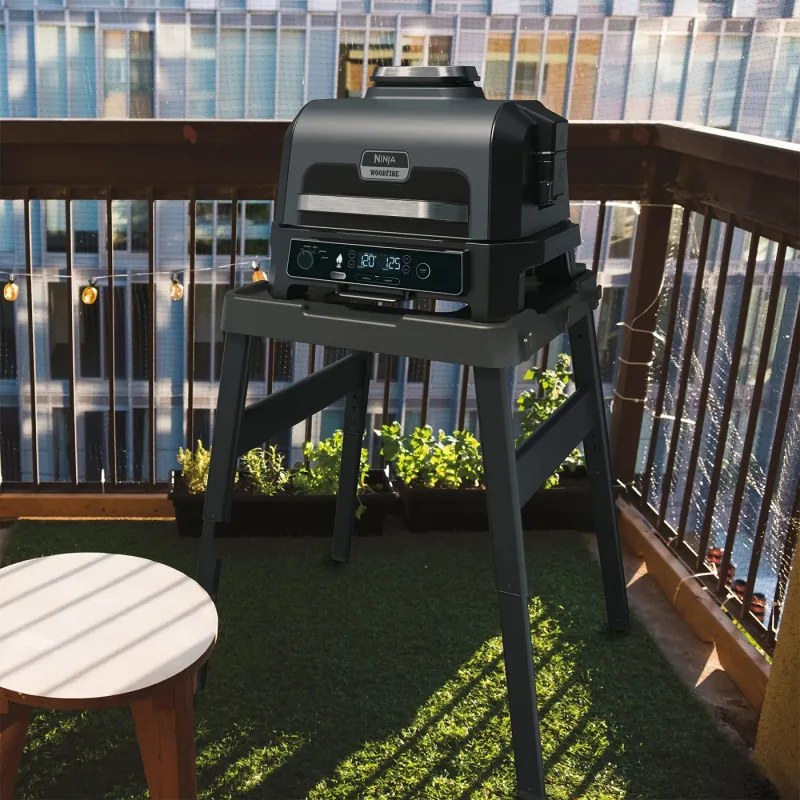 Gratar electric Ninja OG850EU, 1700W, 4 programe, 45x29 cm, 240°C, Ceramica Plocha, Tehnologie Woodfire, IPX4, Negru