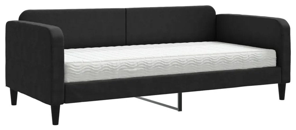3196810 vidaXL Pat de zi cu saltea, negru, 90x190 cm, textil