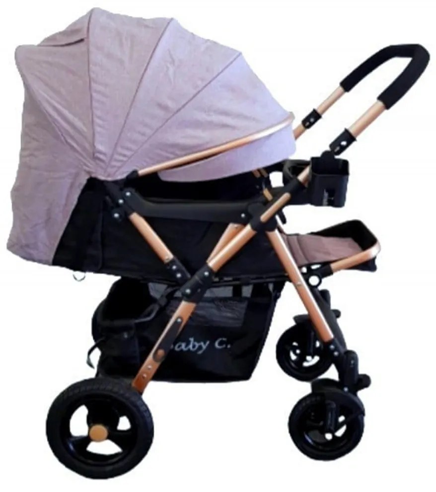 Carucior nou nascuti 2 in 1 BABY CARE™ PRO 511, Cu geanta bebe inclusa, Cadru aluminiu, Maner reversibil, Spatar reglabil in 5 trepte, Amortizoare,