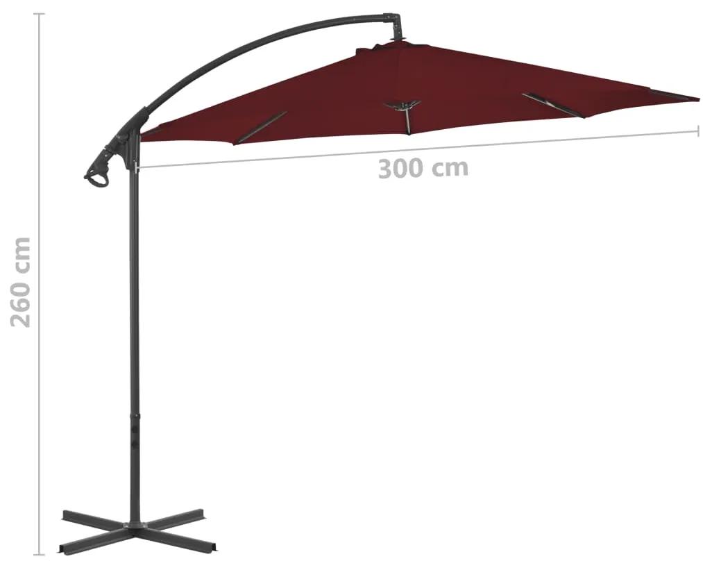 Umbrela suspendata cu stalp din otel, rosu bordo, 300 cm Rosu bordo