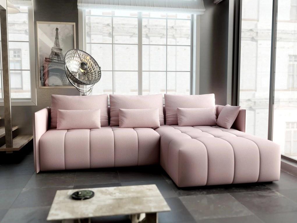 Colțar extensibil dumonde cu ladă de depozitare si sezut confortabil din spuma high-density, Malta Enjoy Flamingo II 235x185 cm