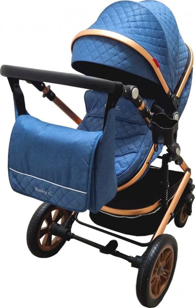 Carucior nou nascuti 3 in 1 Baby Care™ PRO 530, Cu geanta bebe, Cadru Aluminiu , Amortizoare, Roti din cauciuc plin AVE, Landou, Scoica auto, Spatar