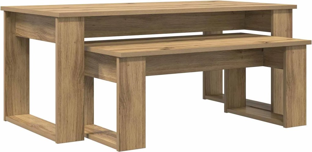 vidaXL Set de măsuțe de cafea 2 pcs Stejar Artizanal Lemn compozit