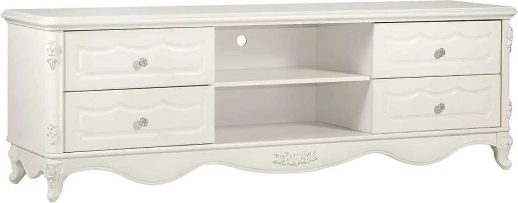 Comodă TV lemn masiv Paris Ecru, 180 × 47 × 58 cm